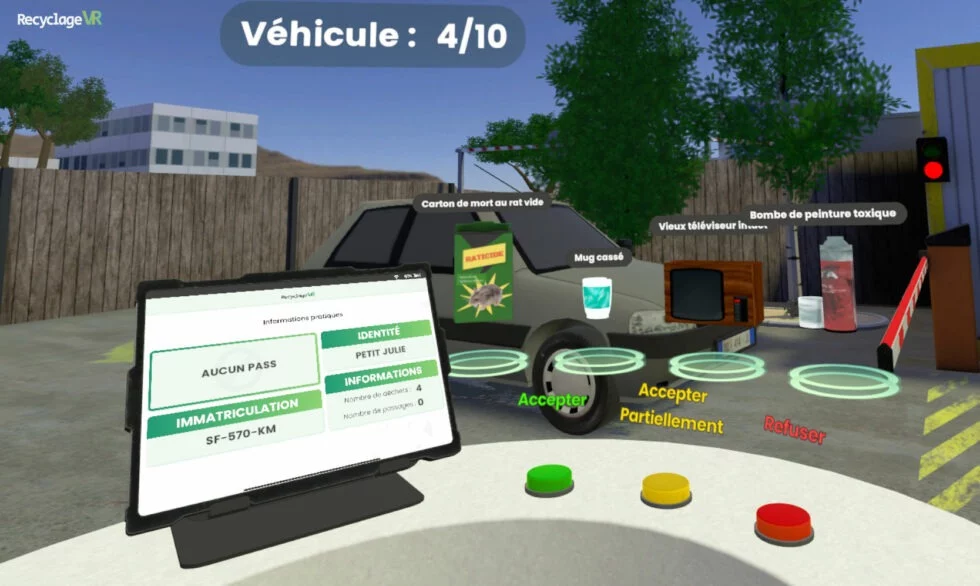 Situation de contrôle d’accès dans la formation des agents de déchetterie RecyclageVR